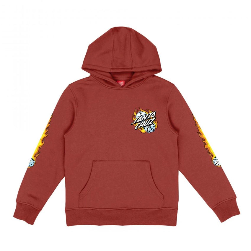 Youth Flaming Dice Dot Hoodie - Dark Rust