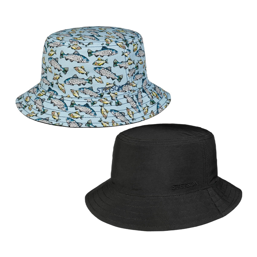 2Sided Bucket - Blue Fish Print