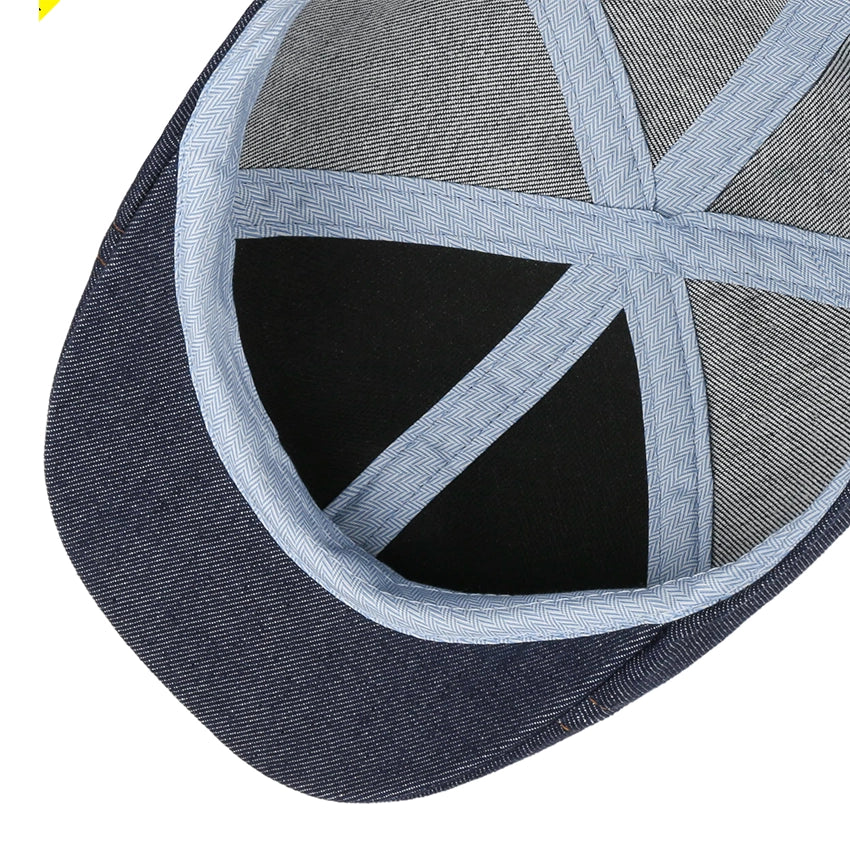 Texas Denim Sustainable Flatcap - Navy/Gun Metal