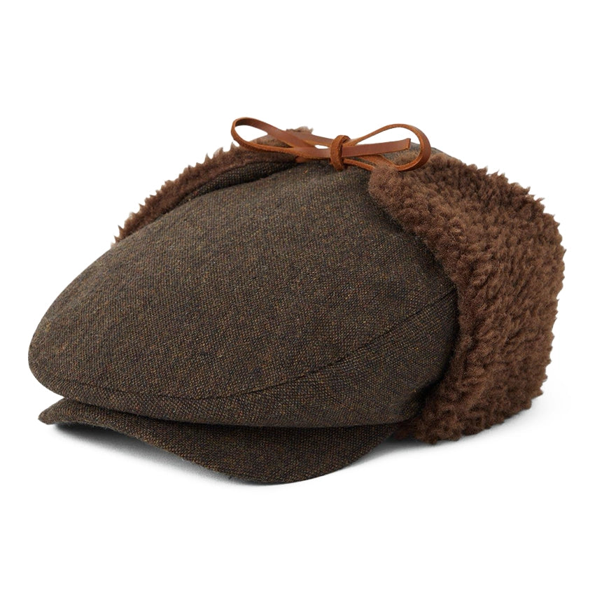 Barrel Earflap Snap Cap - Brown/Brown Tweed