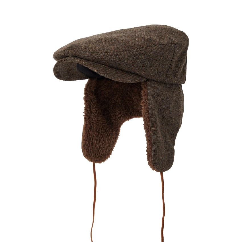 Barrel Earflap Snap Cap - Brown/Brown Tweed