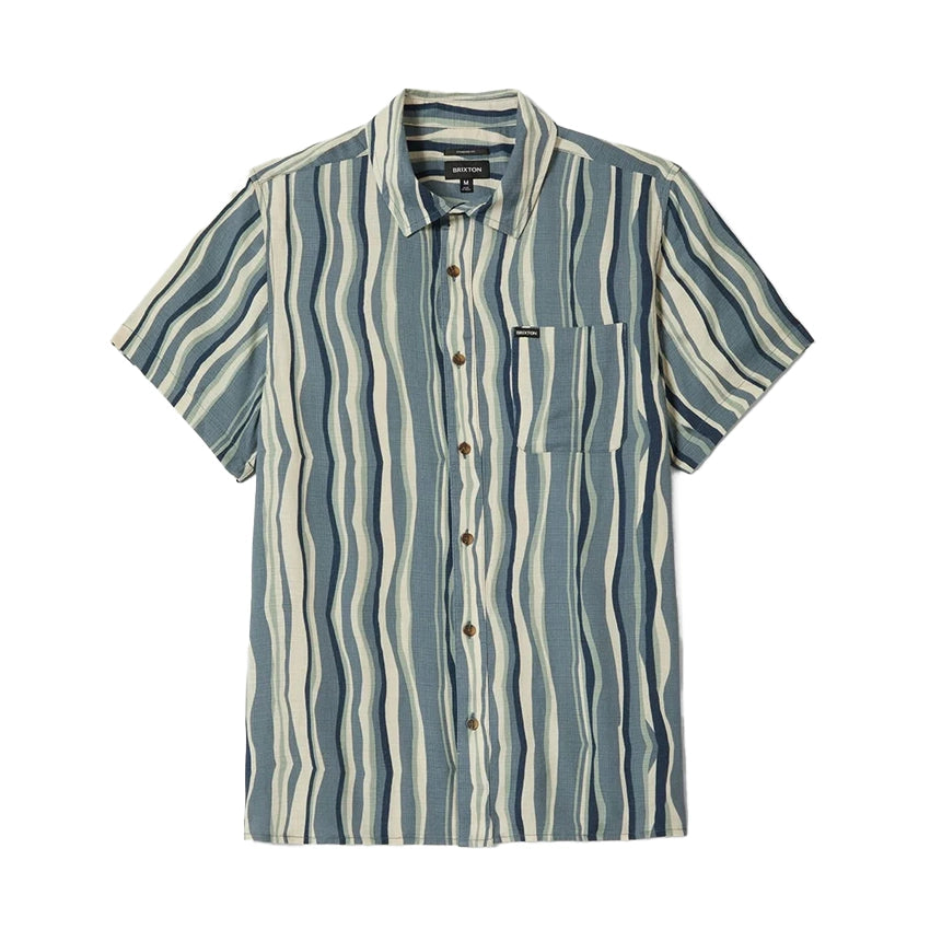 Cru Slub Relaxed SS Shirt - Basalt Blue/Painterly Stripe