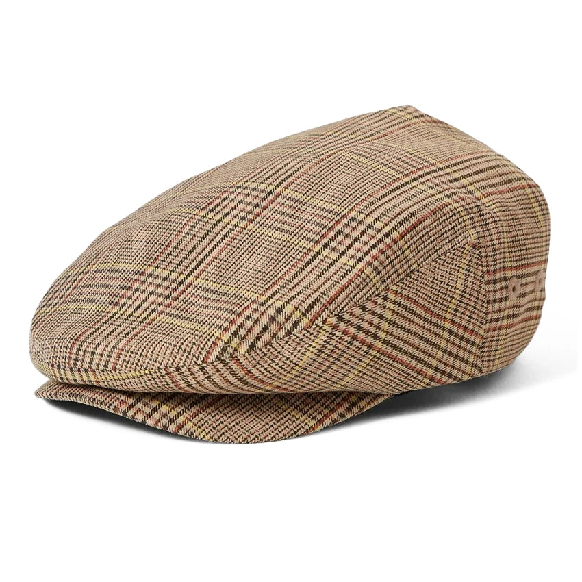 Hooligan Lightweight Snap Cap - Tan/Brown/Rust Houndstooth