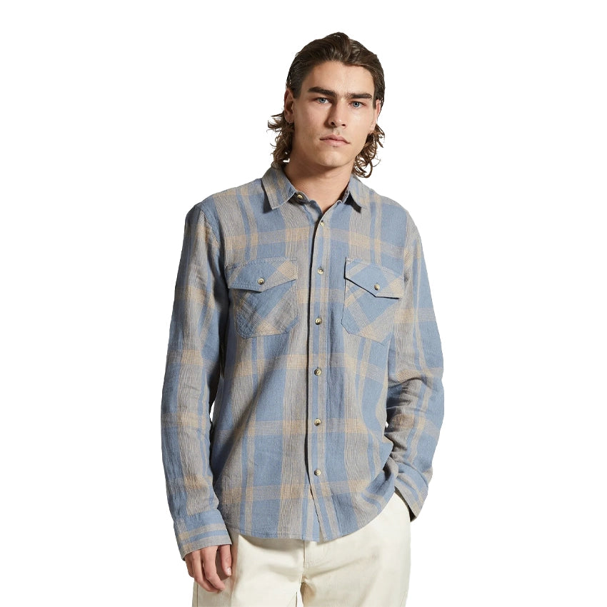 Memphis Linen Blend L/S Shirt - Flint Stone Blue/Sand