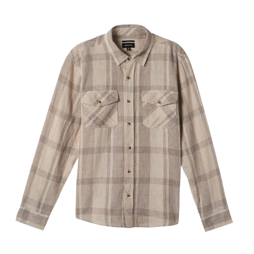 Memphis Linen Blend L/S Shirt - Whitecap/Cinder Grey