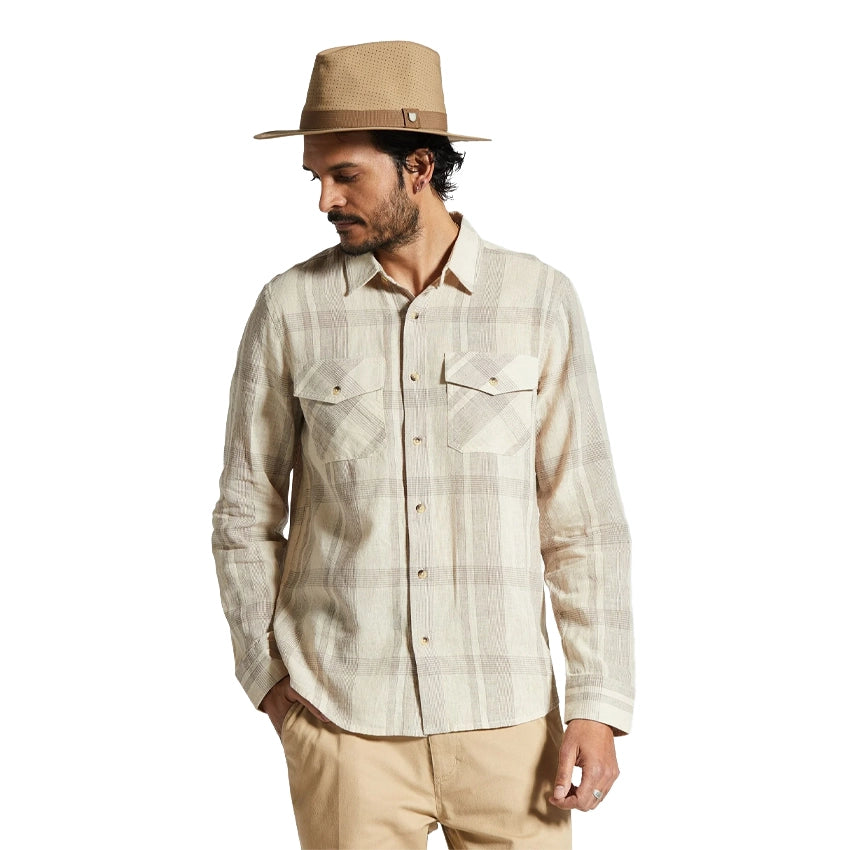 Memphis Linen Blend L/S Shirt - Whitecap/Cinder Grey