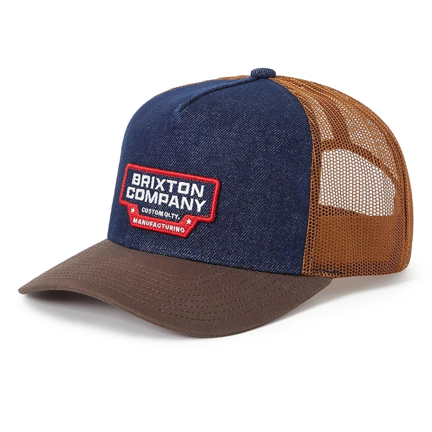 Reeves Trucker Hat - Washed Denim Caramel