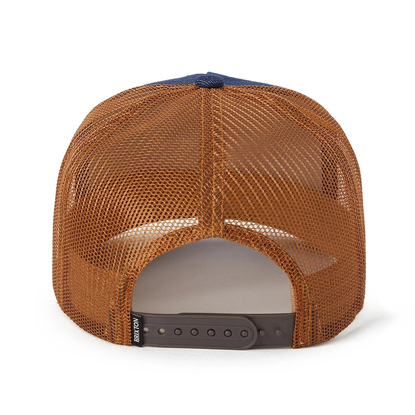 Reeves Trucker Hat - Washed Denim Caramel