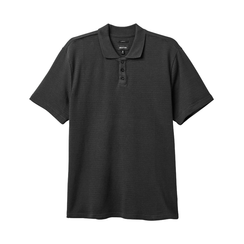 Waffle S/S Polo - Washed Black