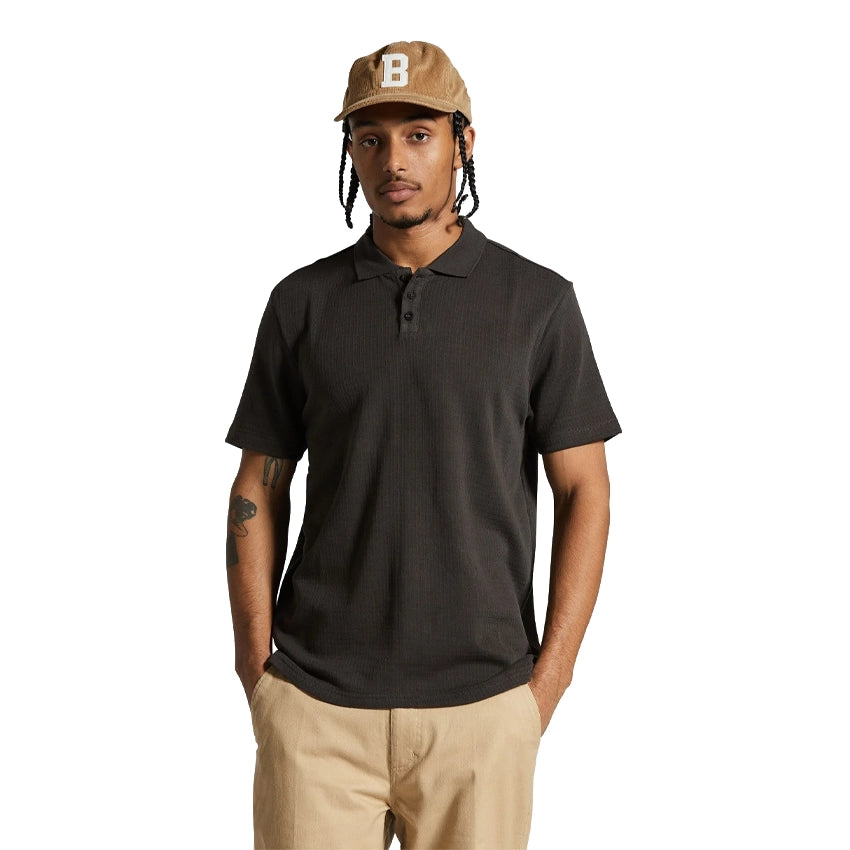 Waffle S/S Polo - Washed Black