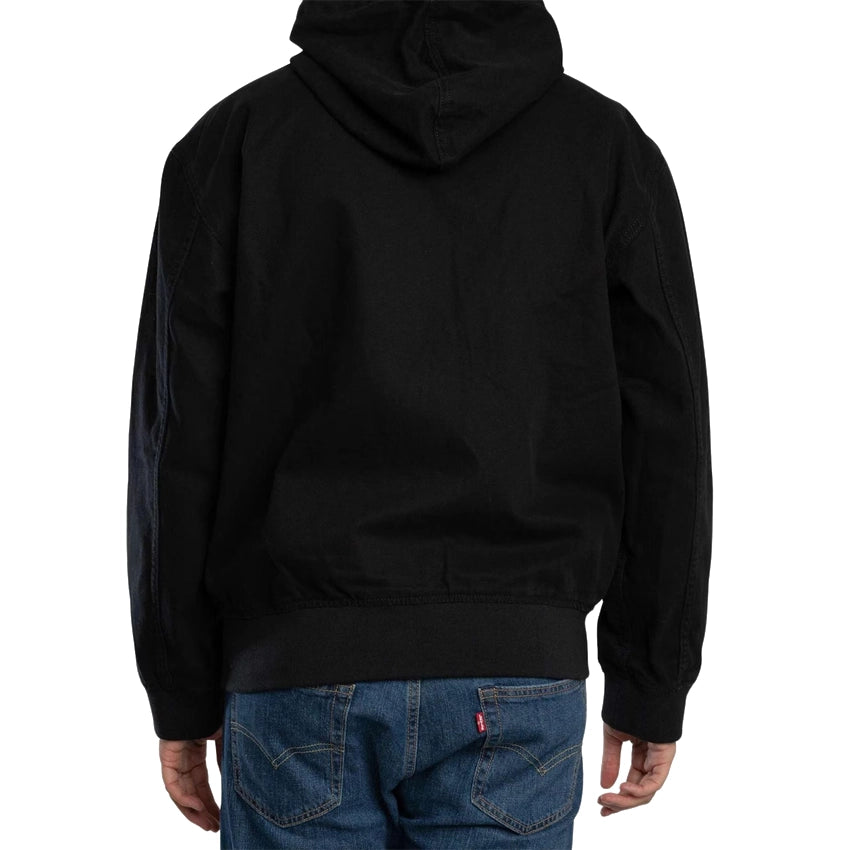 Unlined Canvas Hooded Bomber Jacket - Black