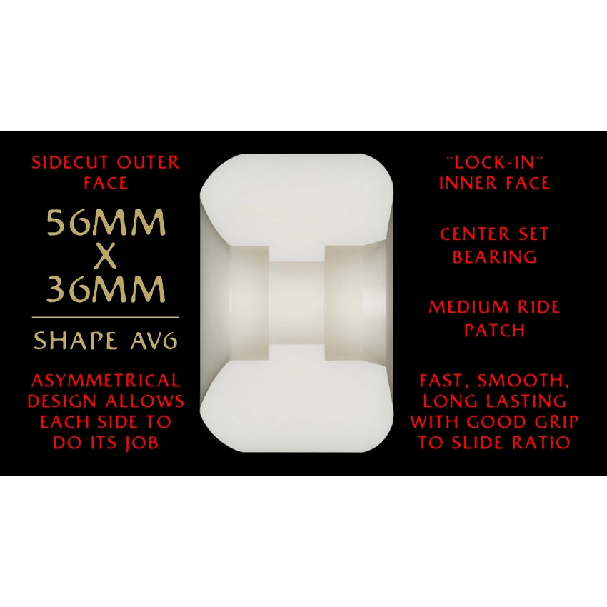 Dragons Nano Rat 93A AV6 Asymmetrical Medium Ride 56 mm x 36mm Skateboard Wielen (4-pack) - Off White