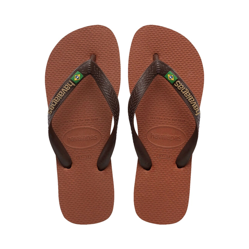 Brasil Logo Slippers - Rust/Dark Brown