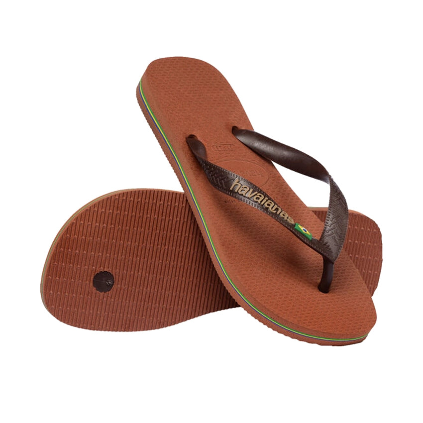 Brasil Logo Slippers - Rust/Dark Brown