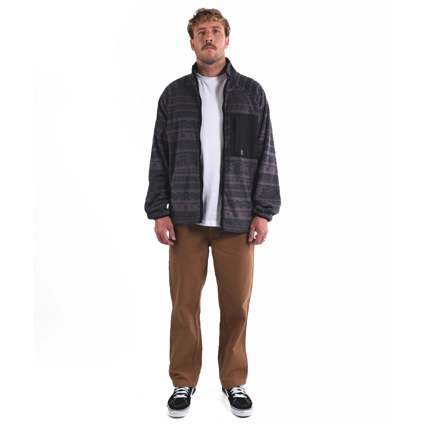 Fullzip Printed Polar Fleece - Black