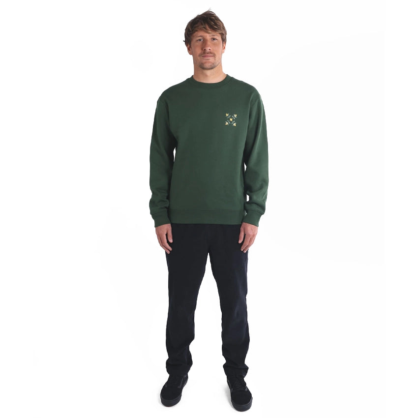 Retro 4flo Chest Print Fleece - Mountain Green