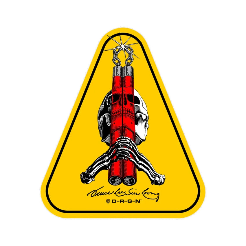 Bruce Lee x Skull & Nunchuck Sticker - Yellow