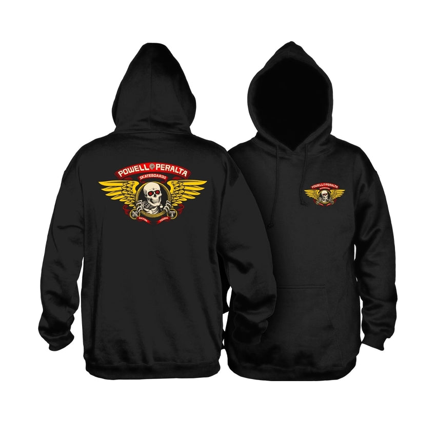 Winged Ripper Medium Weight Hoodie - Black