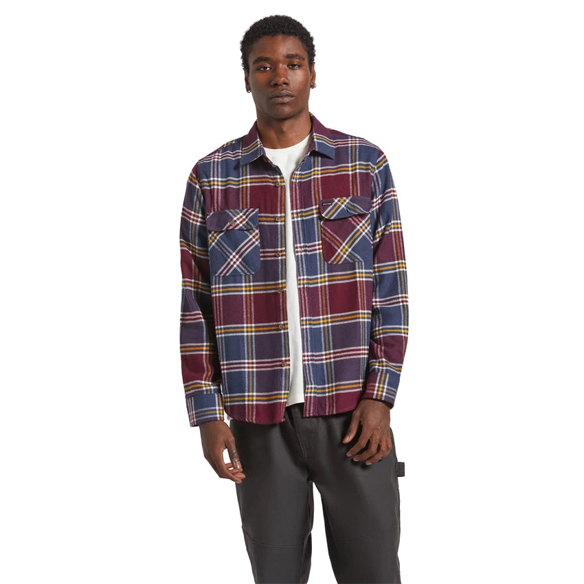 Bowery L/S Flannel - Mood Indigo/Port/Saffron