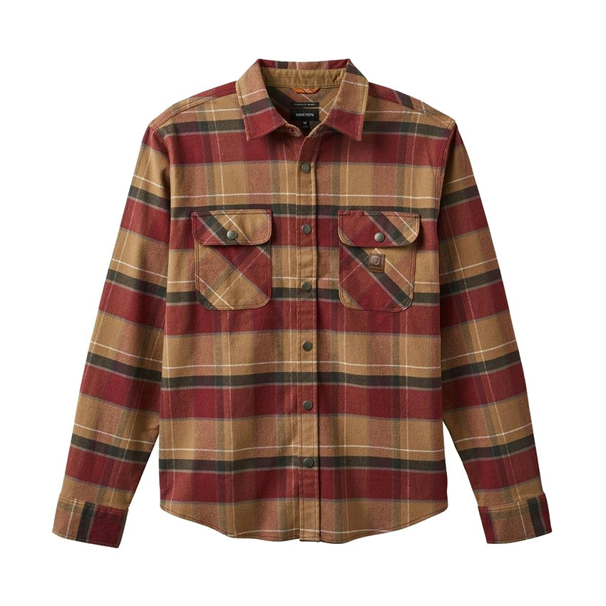 Builders Bowery Stretch Water Resistant L/S Flannel Shirt - Woodsmoke/Cordovan/Red/Washed