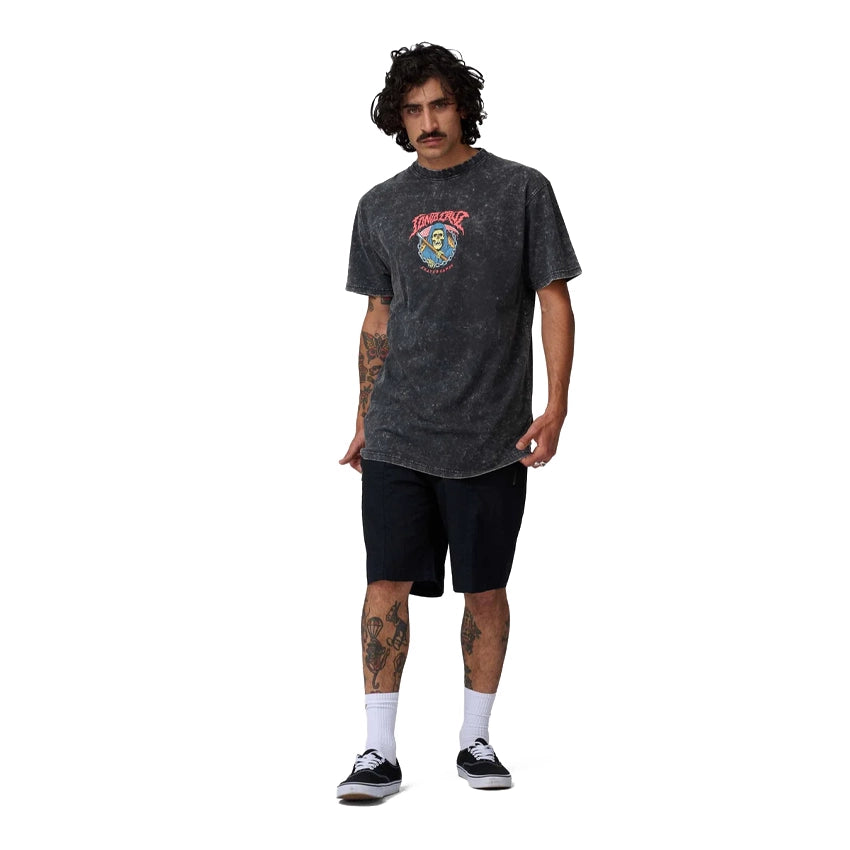 Out Of Time Front T-Shirt - Black Acid Wash