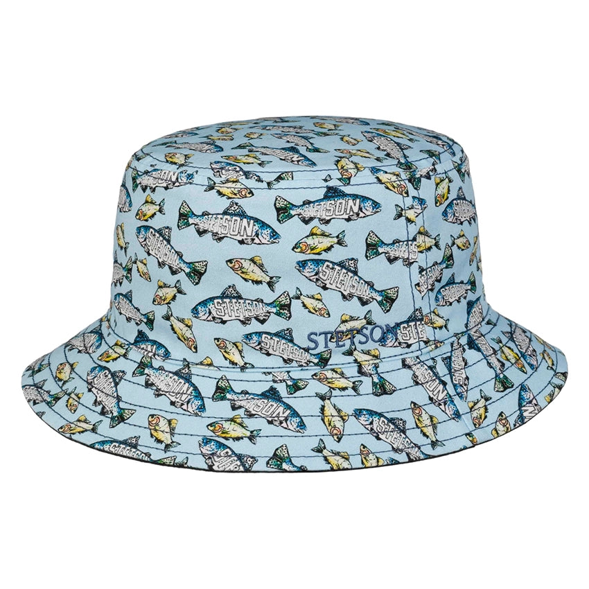 2Sided Bucket - Blue Fish Print