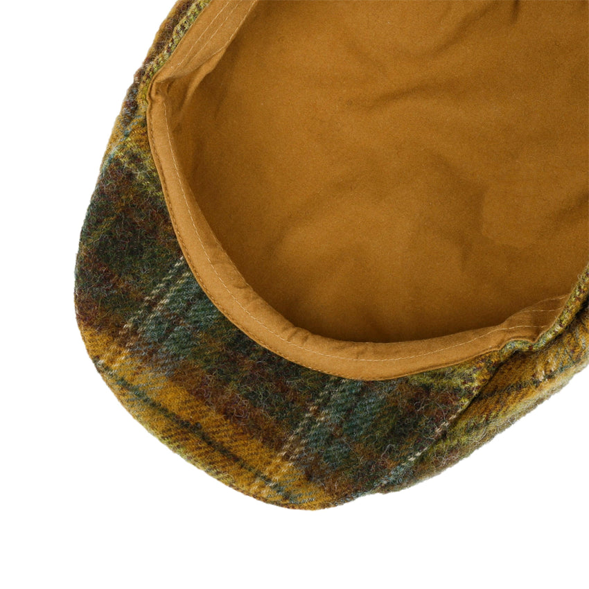 Hatteras Wool Check Flatcap - Green/Dark Orange