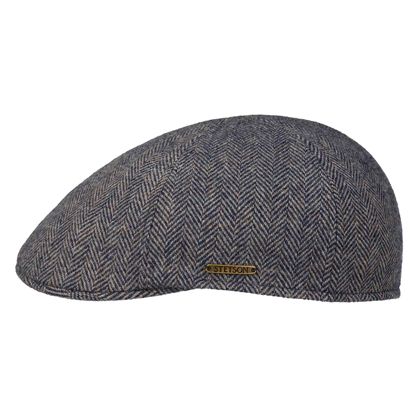 Texas Wool Herringbone Flatcap - Blue/Beige