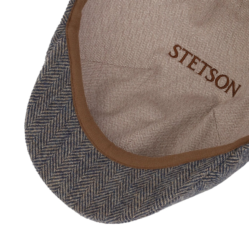 Texas Wool Herringbone Flatcap - Blue/Beige