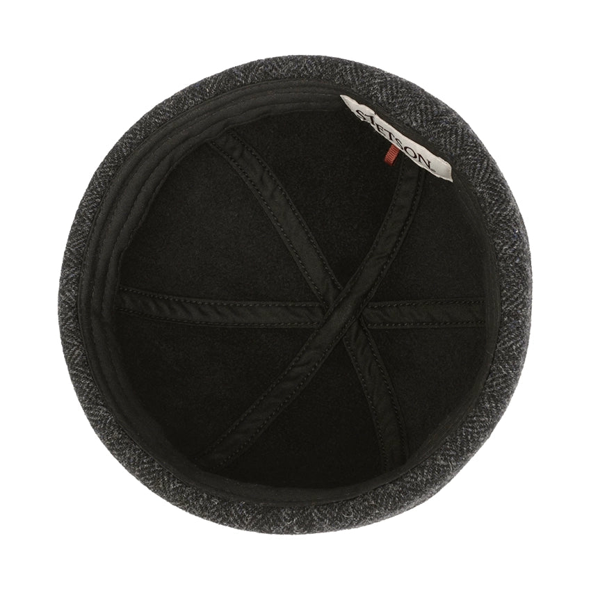 Wool Herringbone Docker Hat - Dark Grey