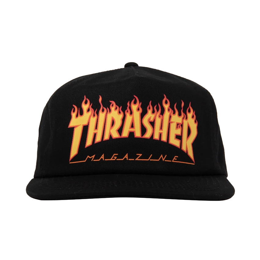 Printed Flame Snapback - Black