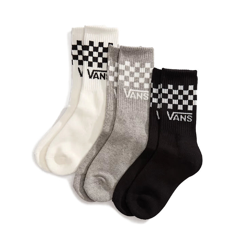 Kids Classic Check Crew Sokken (3-pack) - Black/White/Grey Check