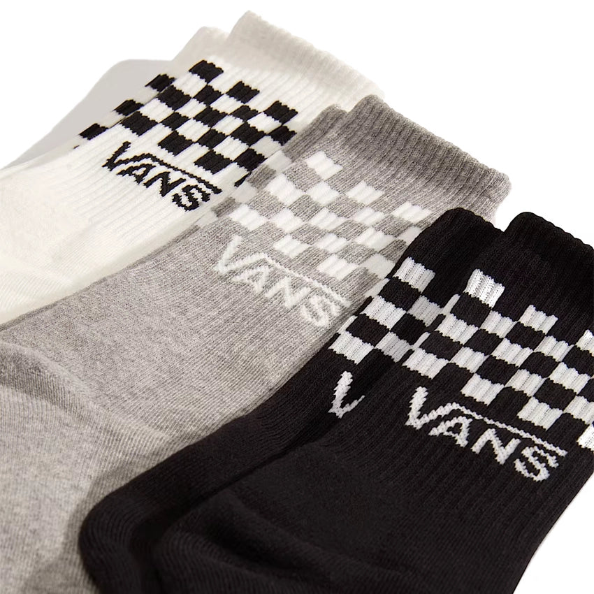 Kids Classic Check Crew Sokken (3-pack) - Black/White/Grey Check