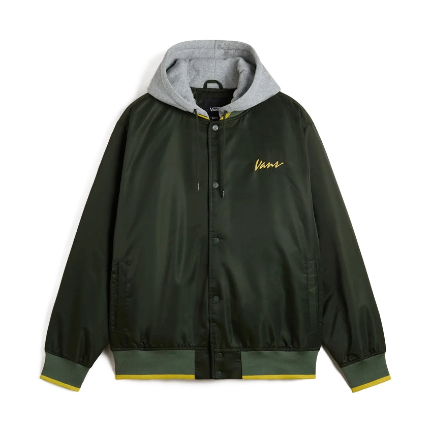 Scripted Vans Hooded Baseball Jacket - Dried Kelp