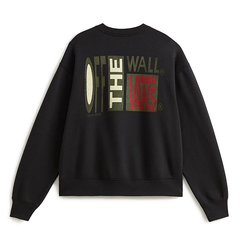 Stretch Stack Crackle Crew Sweater - Black