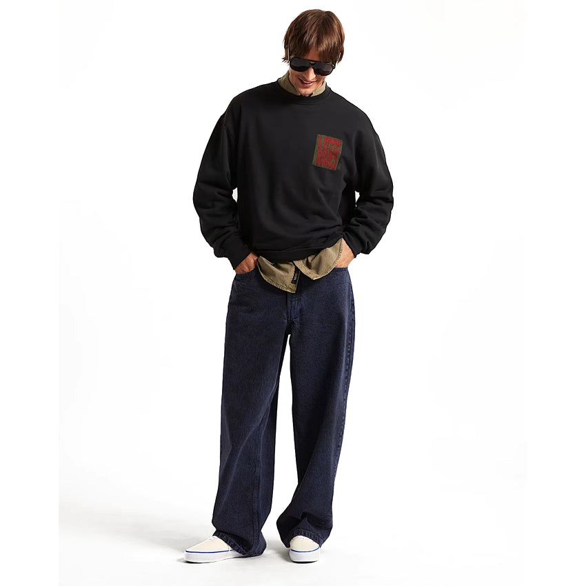 Stretch Stack Crackle Crew Sweater - Black