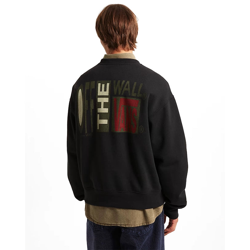 Stretch Stack Crackle Crew Sweater - Black