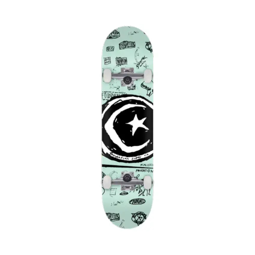 Star & Moon Doodle 7.75 inch Skateboard Complete 