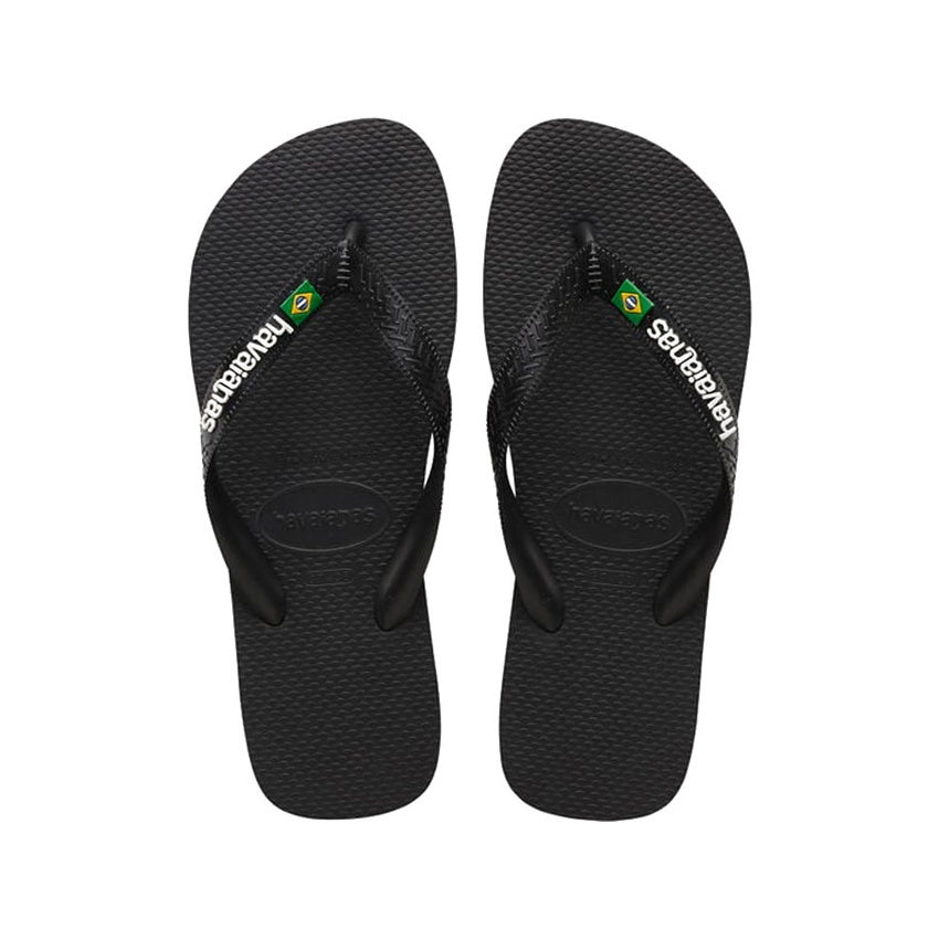 Kids Brasil Logo Slippers - Black