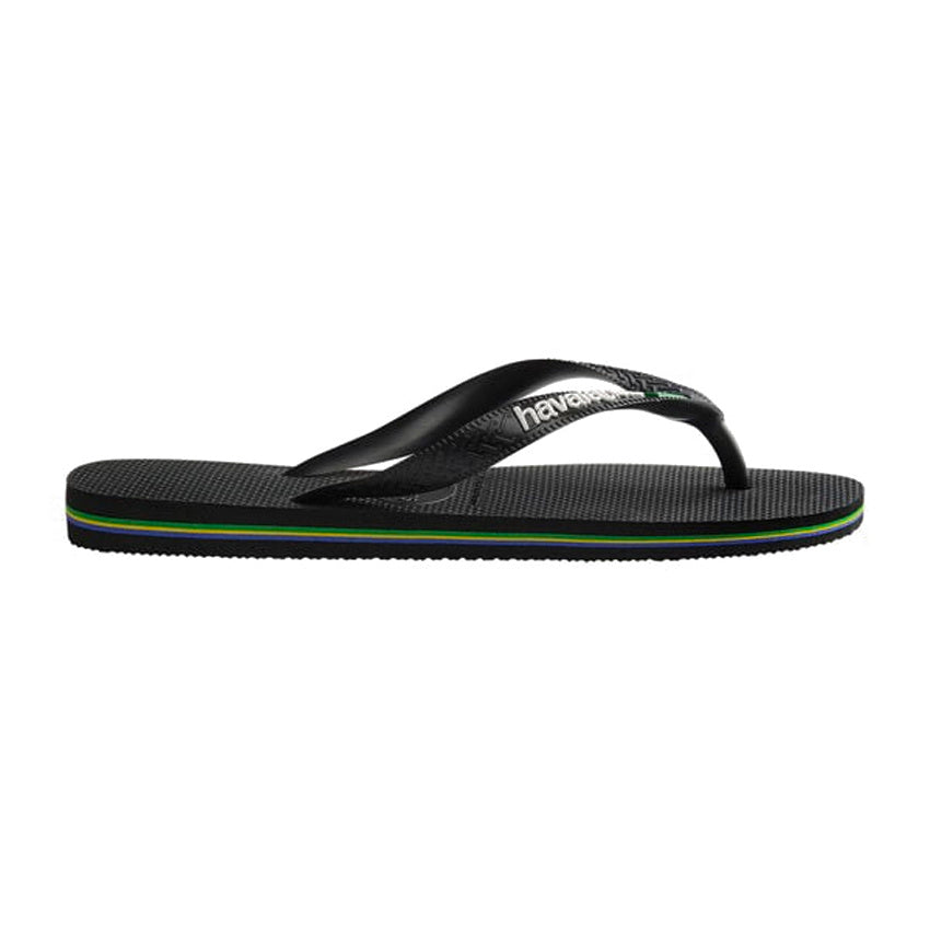 Kids Brasil Logo Slippers - Black