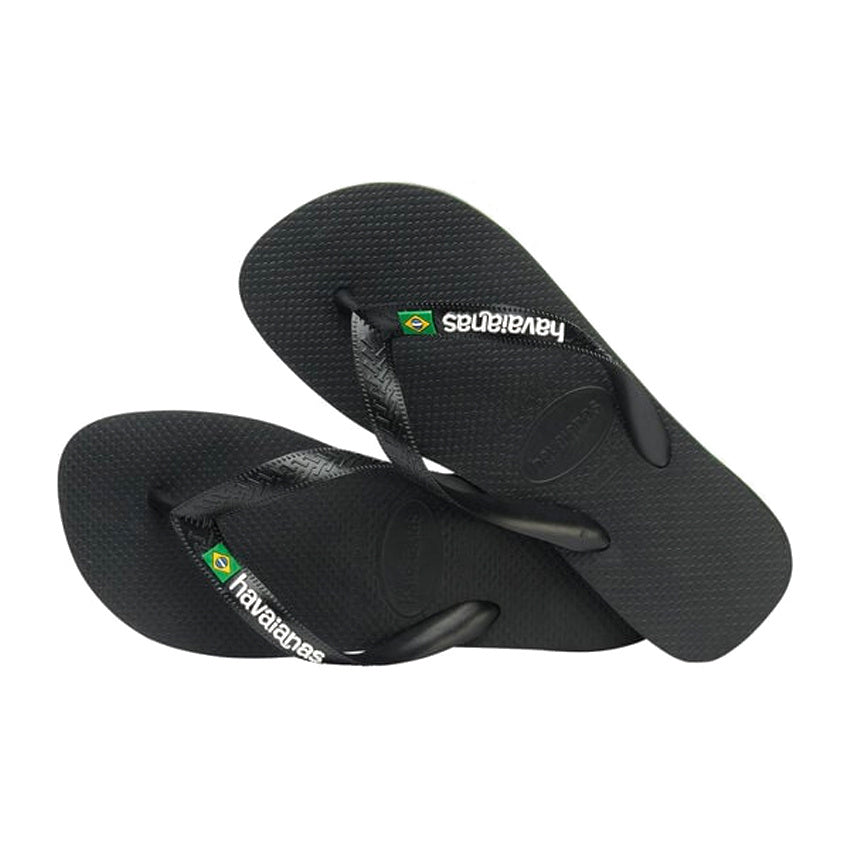 Kids Brasil Logo Slippers - Black