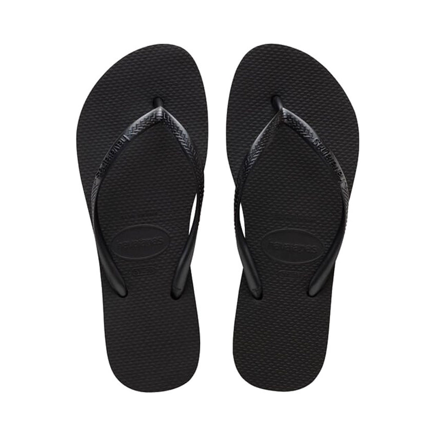 Slim Flatform Slippers - Black