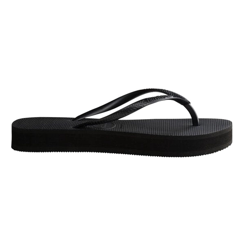 Slim Flatform Slippers - Black