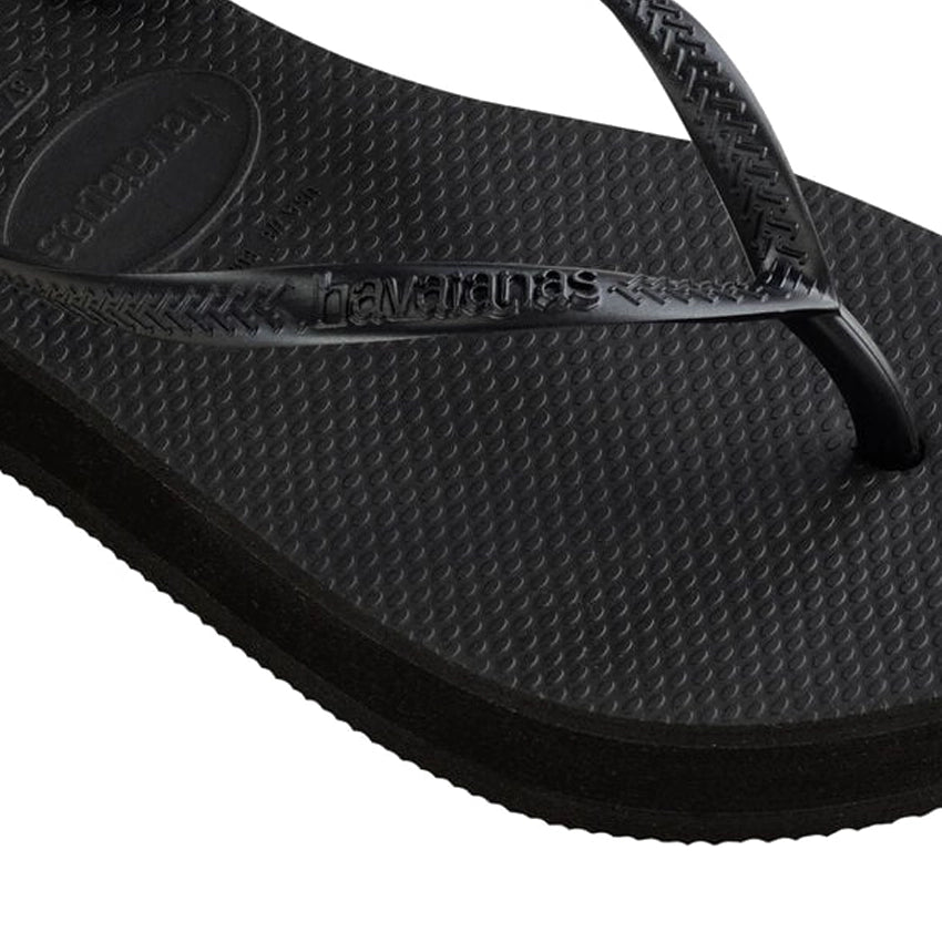 Slim Flatform Slippers - Black