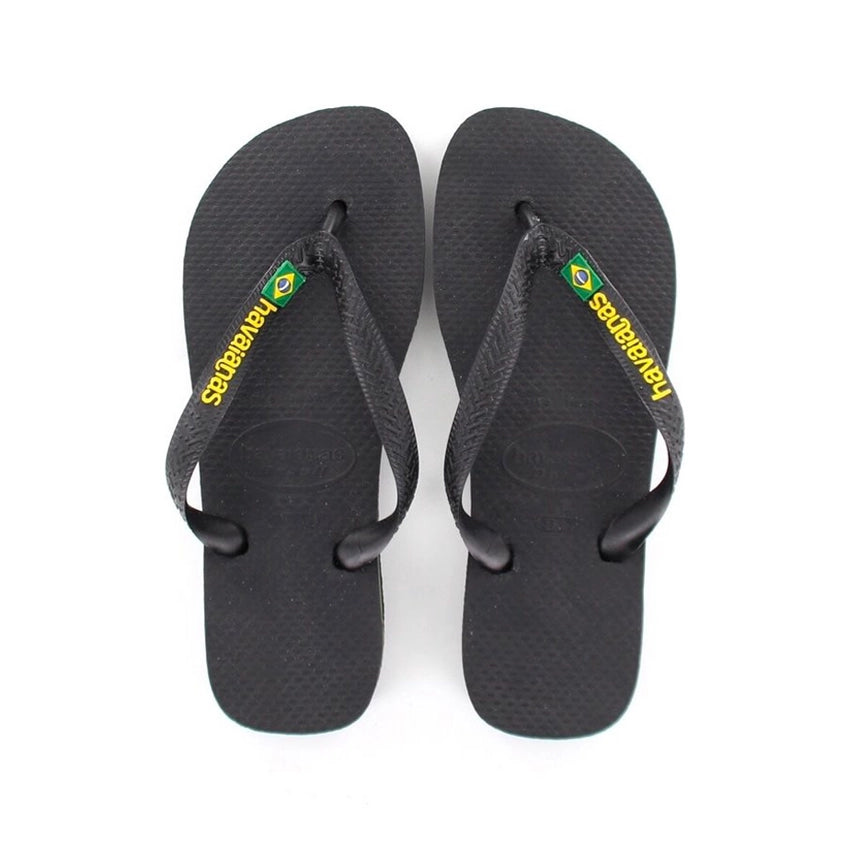 Kids Brasil Logo Slippers - Black/Citrus Yellow