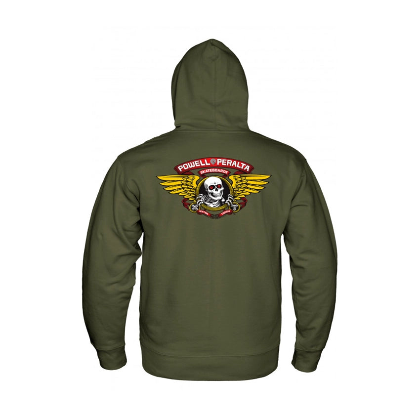 Winged Ripper Medium Weight Hoodie - Army Heather