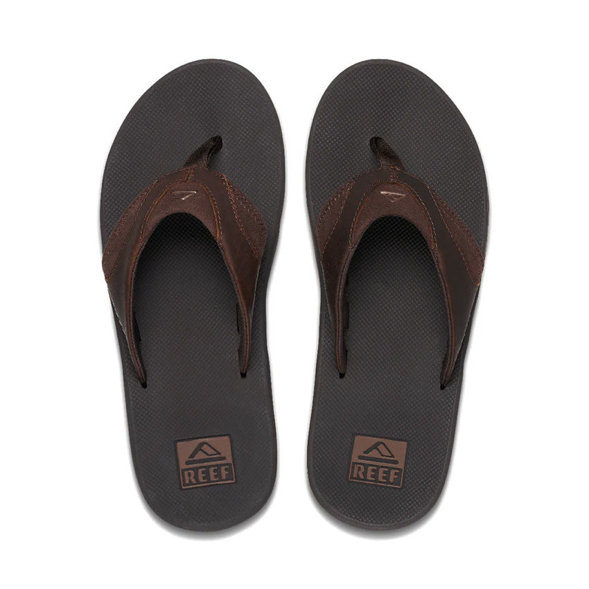 Leather Fanning Slippers - Dark Brown