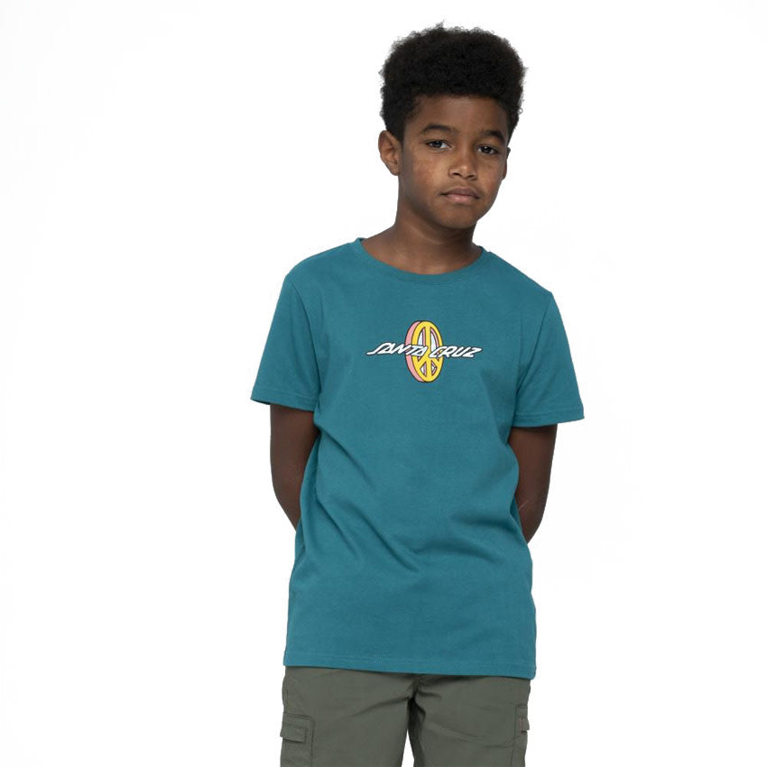 Kids Peace Strip T-Shirt - Verdigris