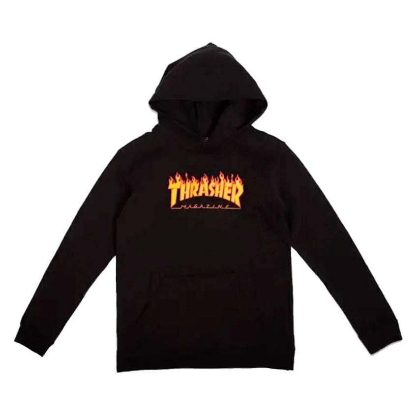Youth Flame Hooded Sweater - Black